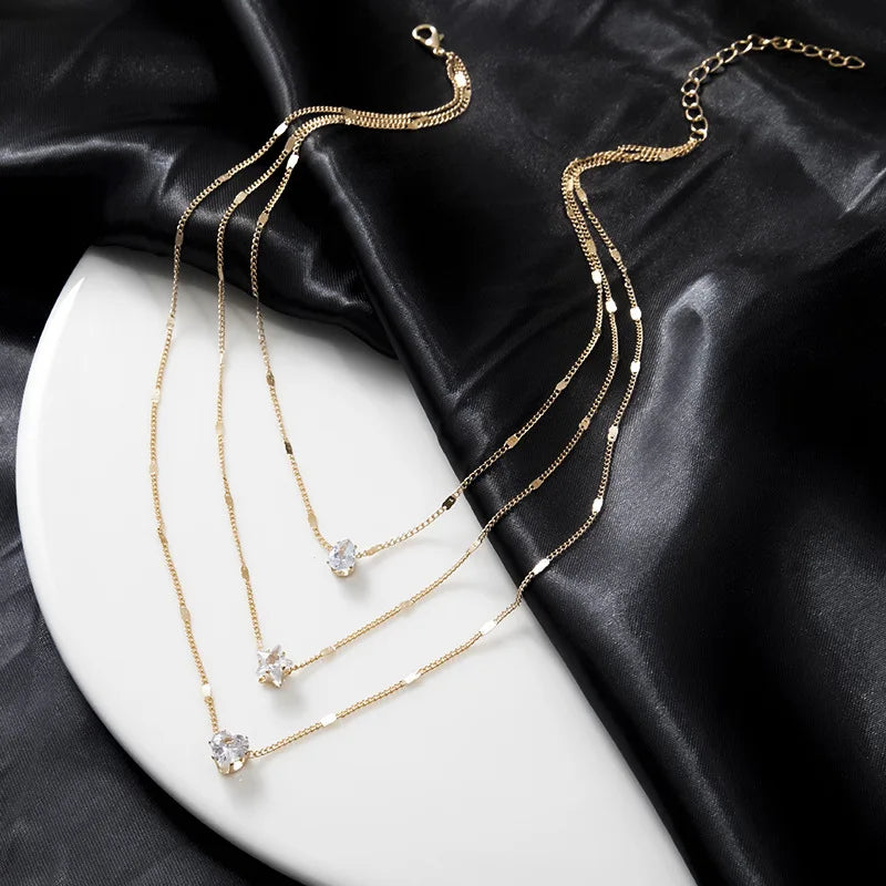 Zircon Multilayer Choker Necklace