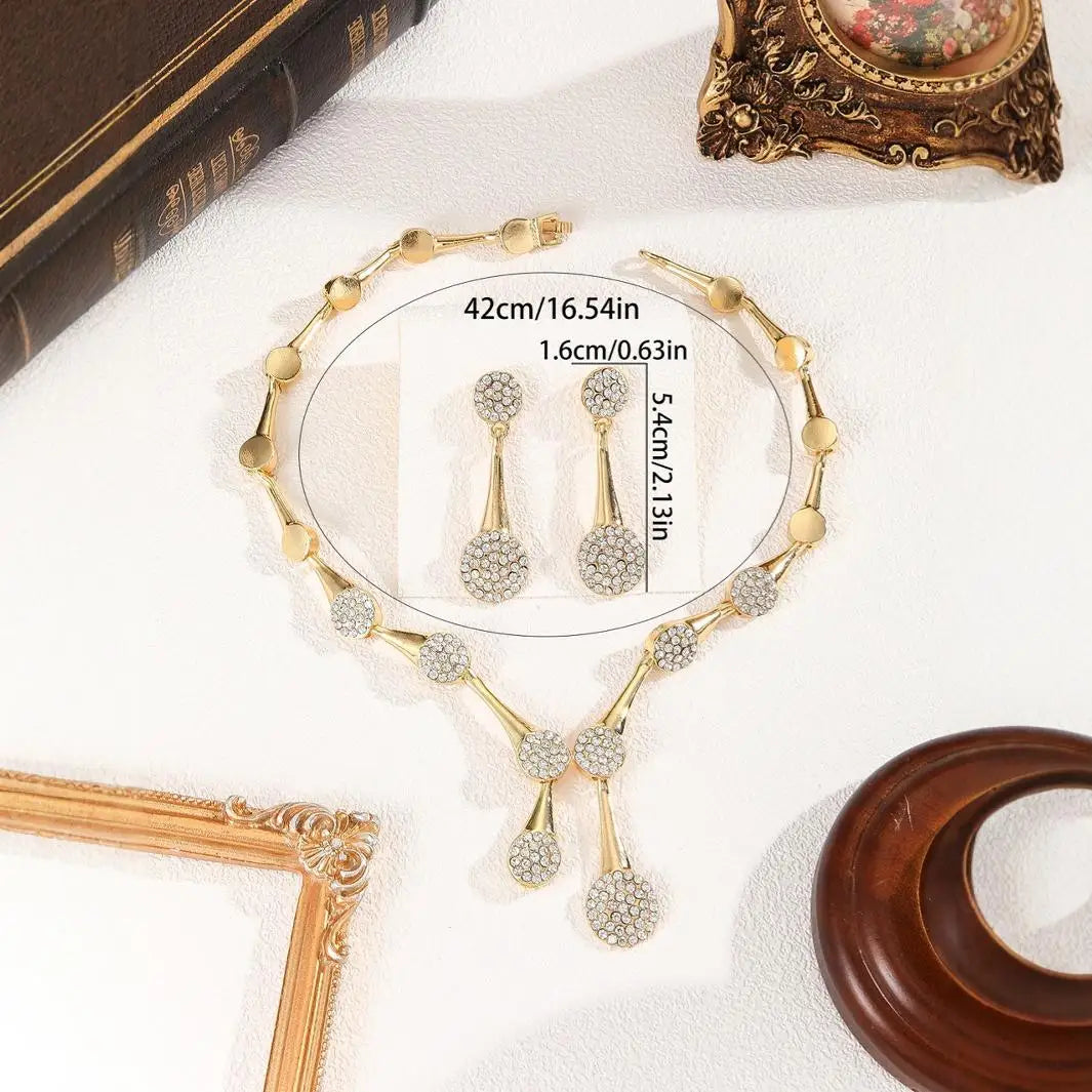 Golden Bridal Necklace & Earring Set