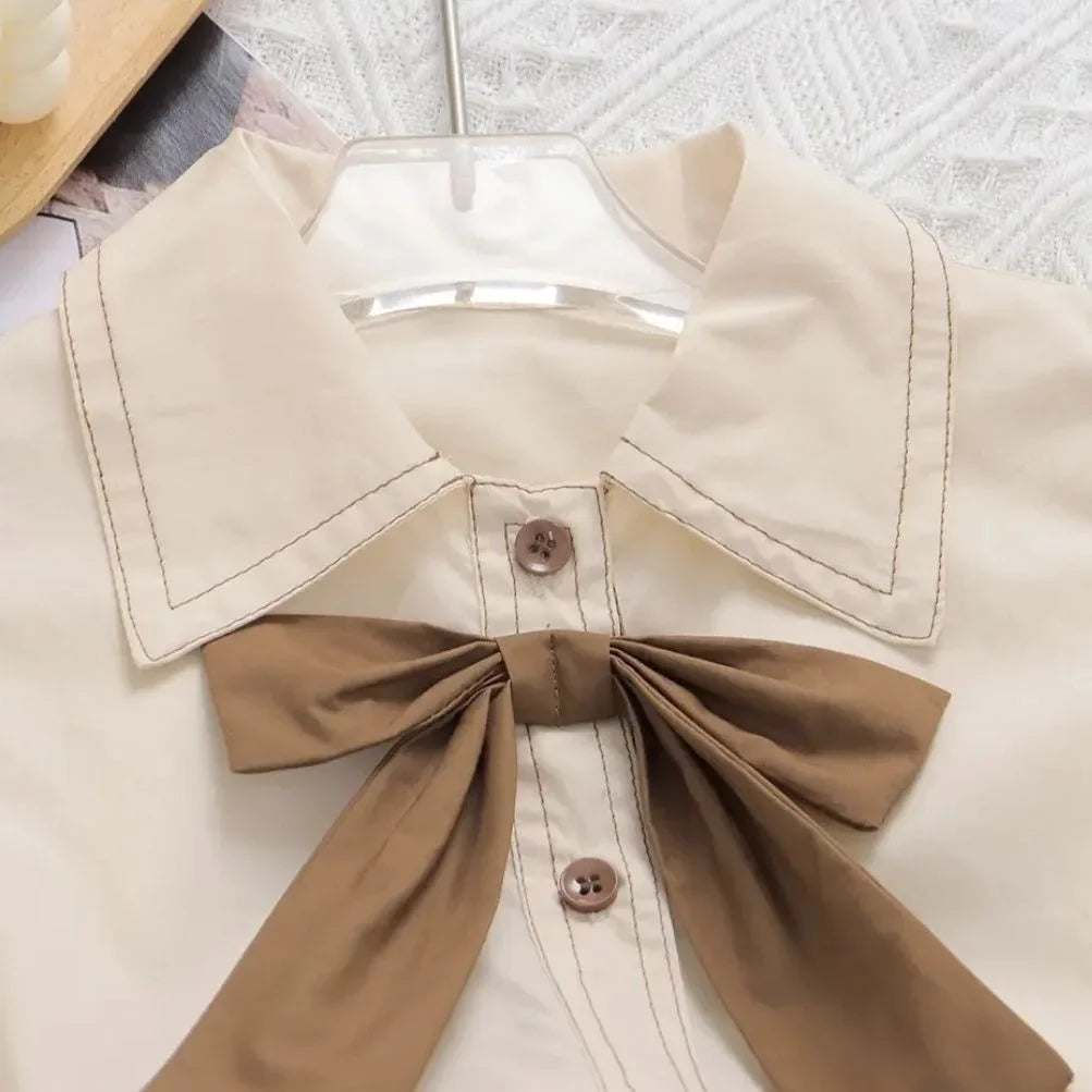 Baby Girls Summer Set 2024 New Bow Tops+shorts Children's Two Piece Set Kids Clothing