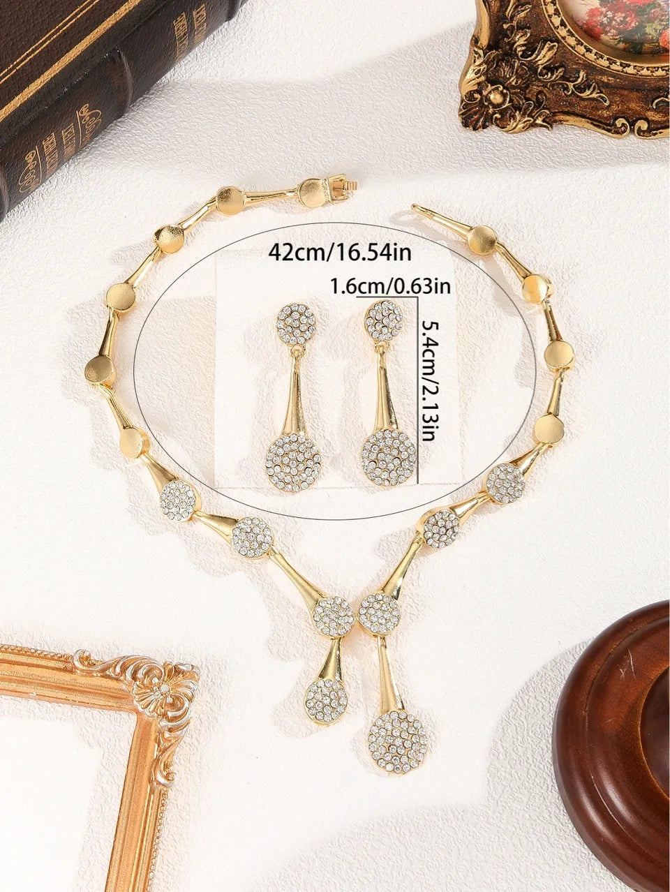 Golden Bridal Necklace & Earring Set