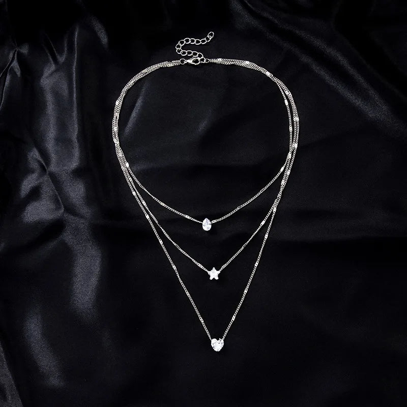 Zircon Multilayer Choker Necklace