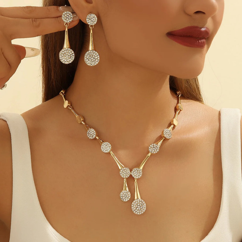 Golden Bridal Necklace & Earring Set
