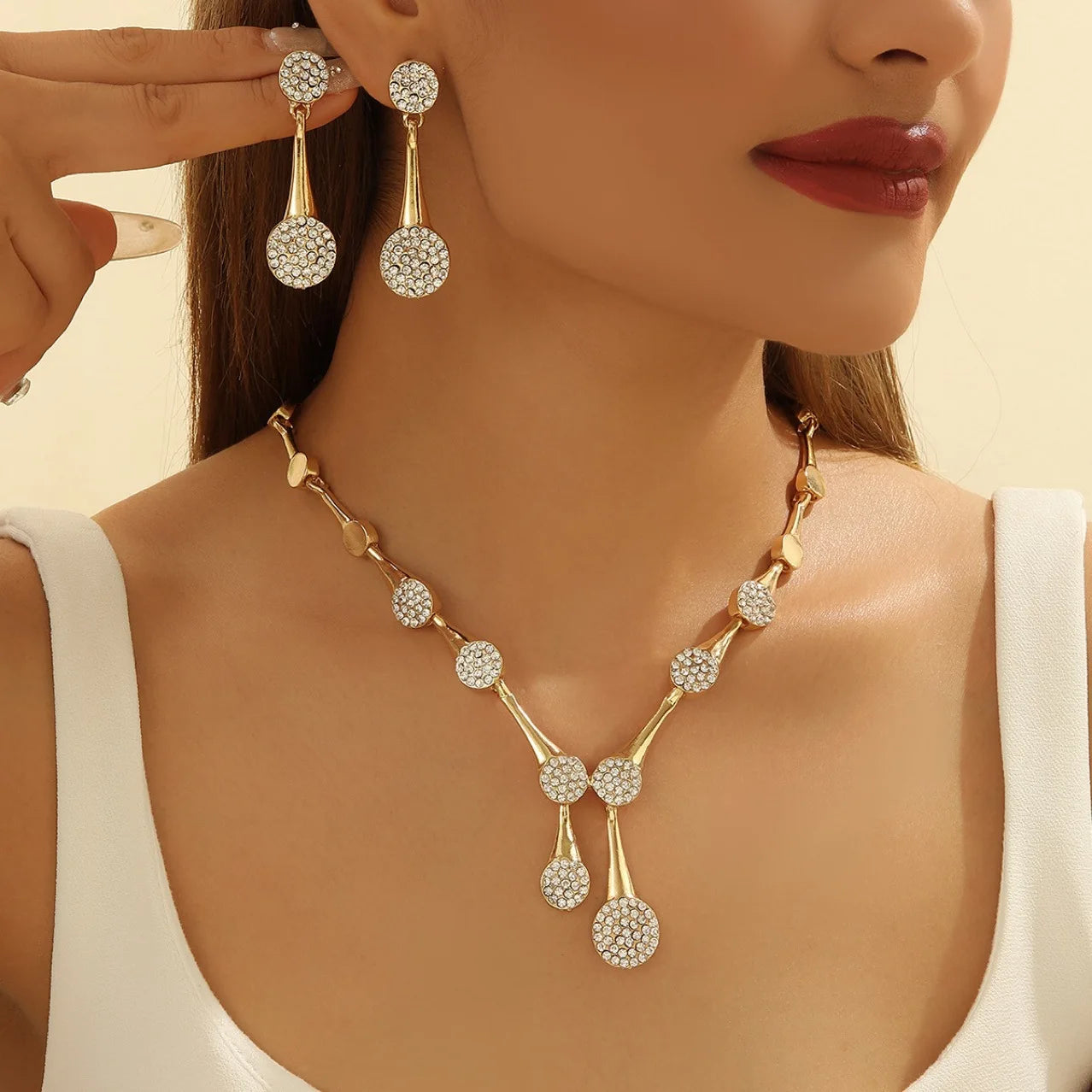 Golden Bridal Necklace & Earring Set