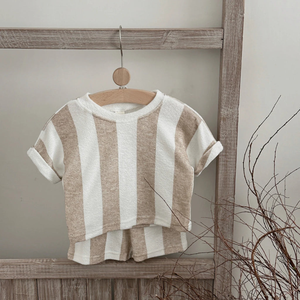 Kids Clothes Children's Striped Suit  Short-sleeved+shorts 2-piece T-shirt Summer Baby Clothes Children Clothing Boys Girls