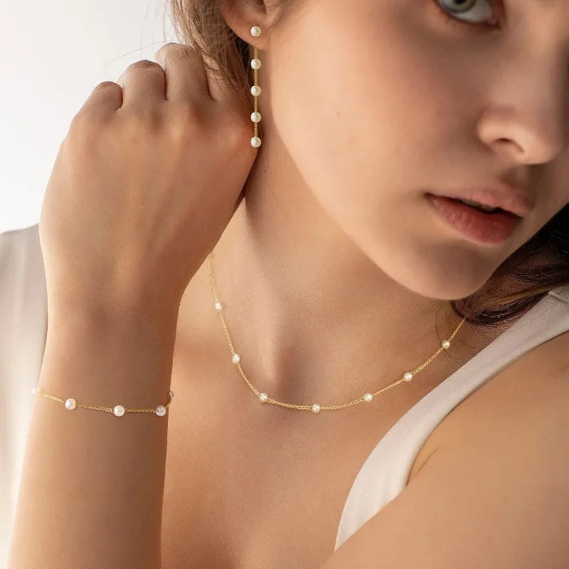 Pearl & Gold Jewellery Set