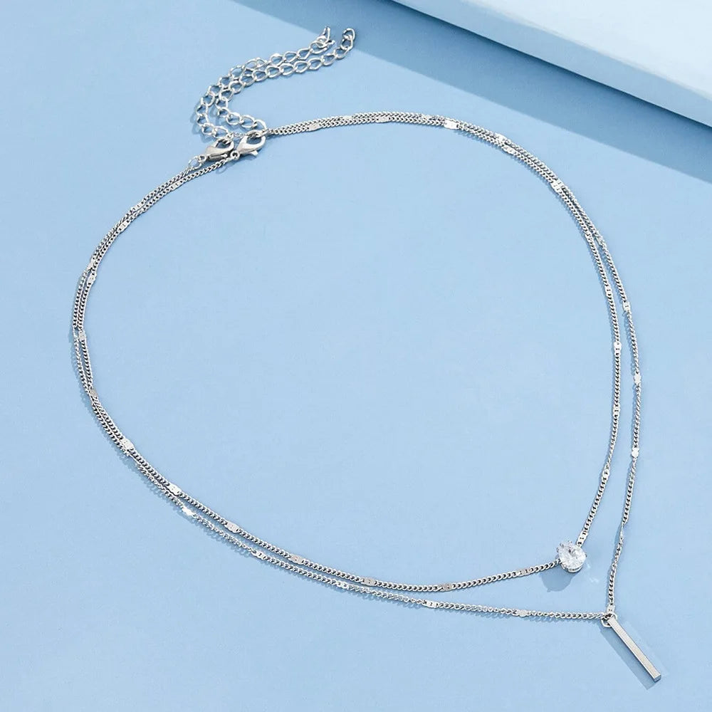 Zircon Multilayer Choker Necklace