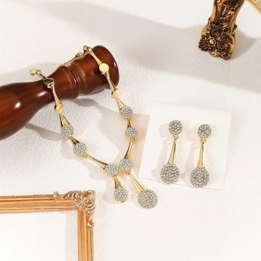 Golden Bridal Necklace & Earring Set