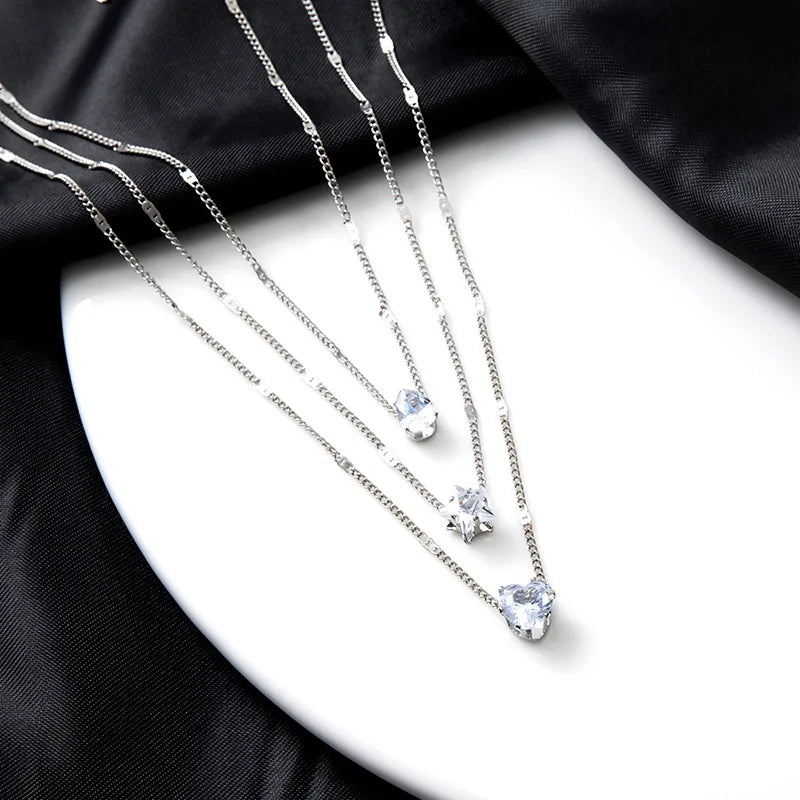 Zircon Multilayer Choker Necklace
