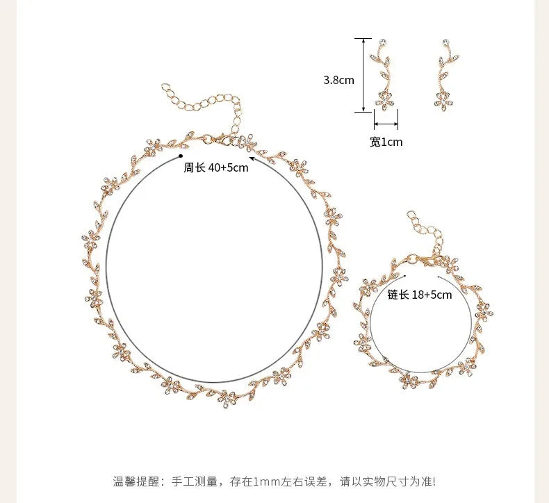 Diamond Leaf Bridal Jewellery Set — 4 Piece