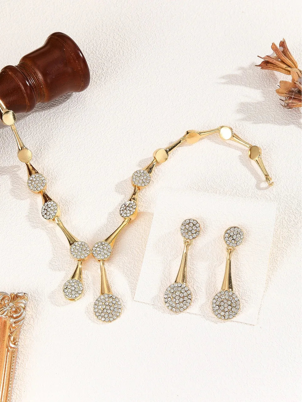 Golden Bridal Necklace & Earring Set