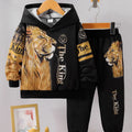 Boys' Autumn Winter Casual Lion Print Two-Piece Set Comfortable Fashionable Kids' Clothing