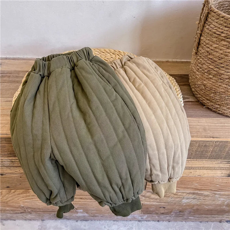 Children's Clothing From 2 To 7 Years Winter Kids Warm Cotton-Padded Trousers Baby Girls Thick Pants Toddler Boys Wear Clothes