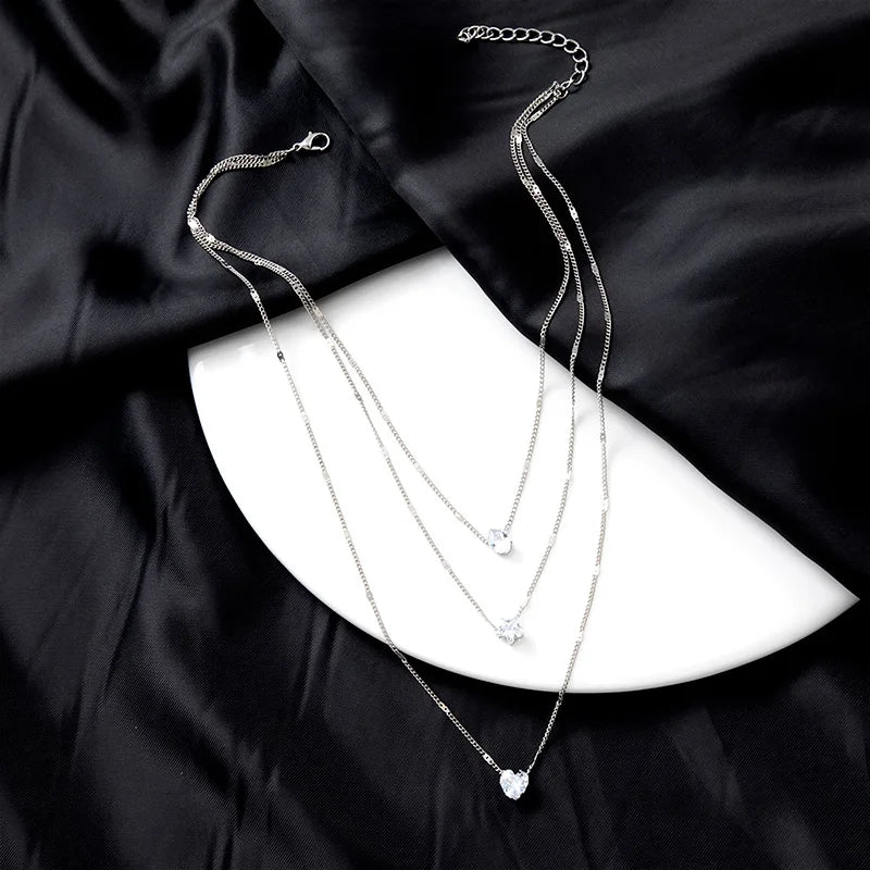 Zircon Multilayer Choker Necklace