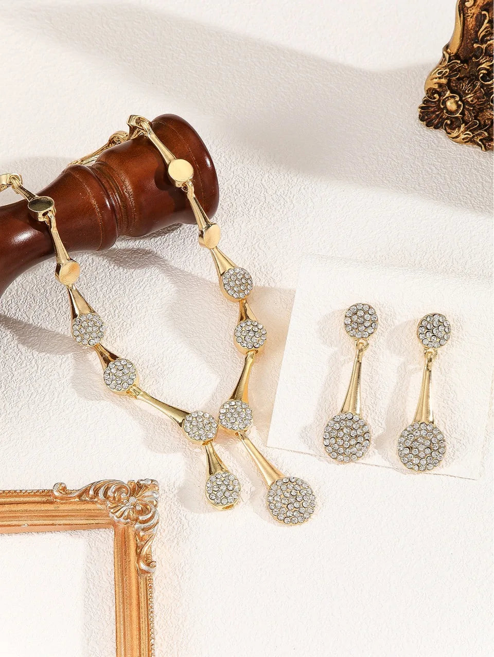 Golden Bridal Necklace & Earring Set