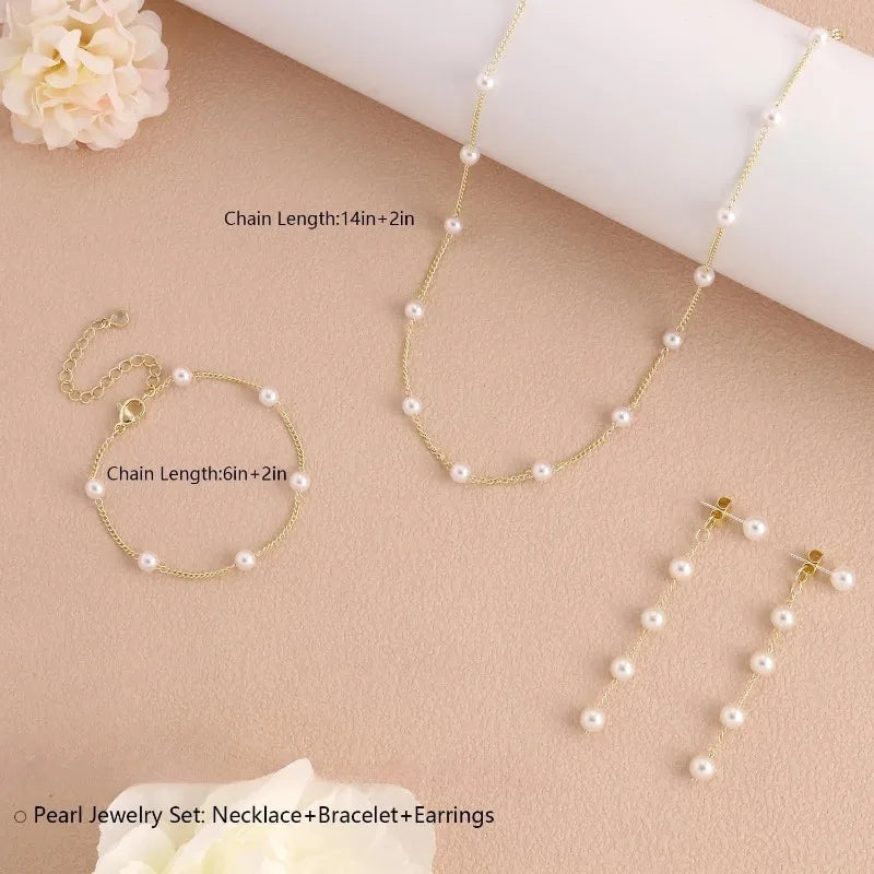 Pearl & Gold Jewellery Set