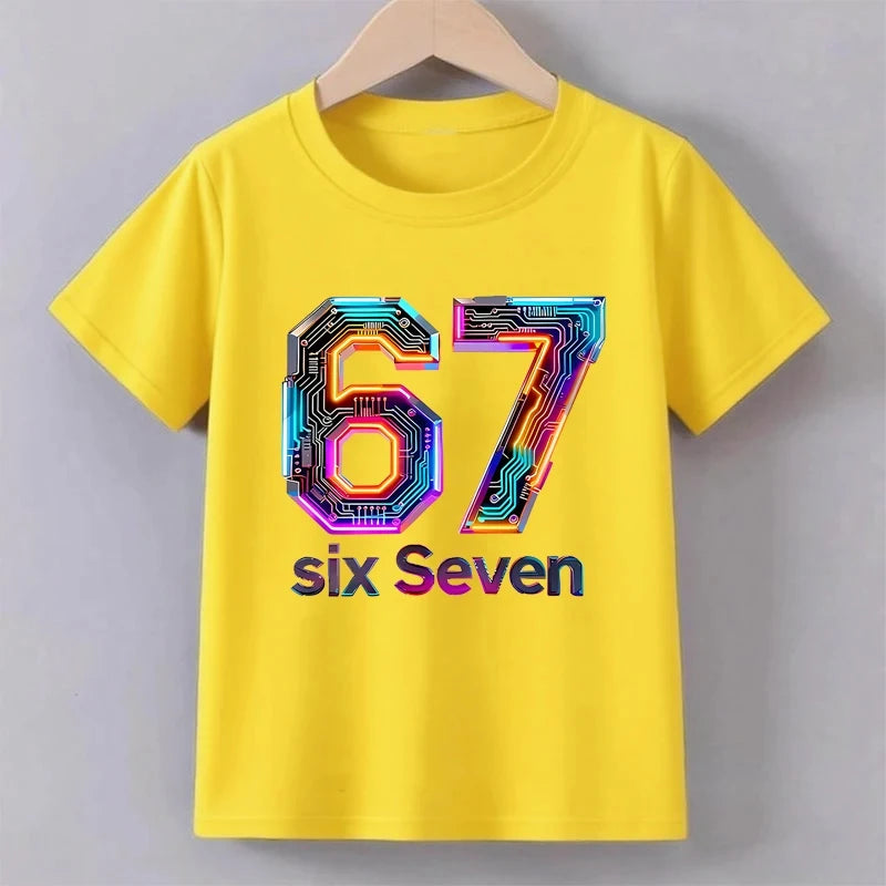 Children's Clothing Six Seven Print T-shirt Summer Girls Boys Punk Casual Fashion Tops Kids Colorful O-Neck Short Sleeve T-shirt