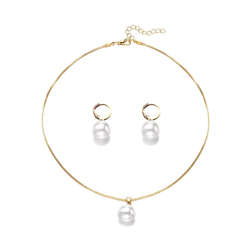 Pearl Round Necklace & Earring Set