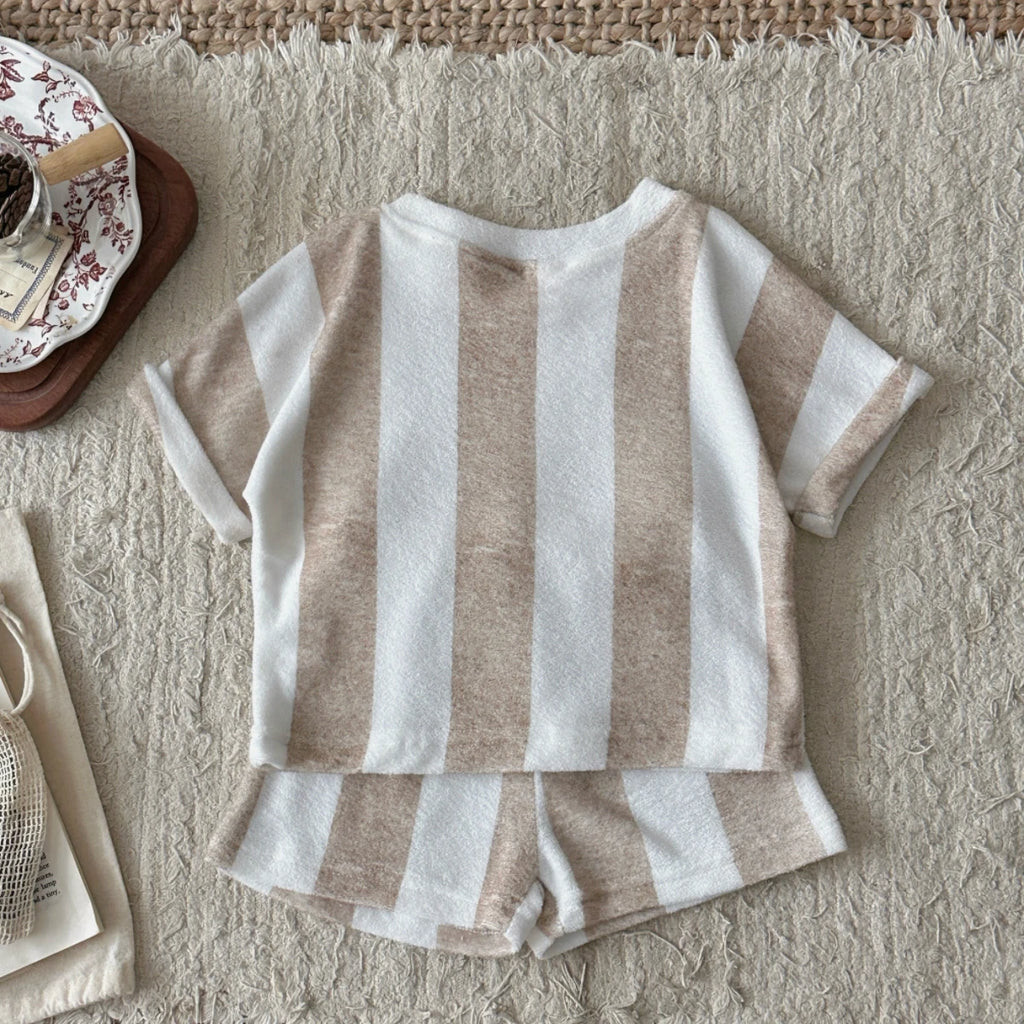 Kids Clothes Children's Striped Suit  Short-sleeved+shorts 2-piece T-shirt Summer Baby Clothes Children Clothing Boys Girls