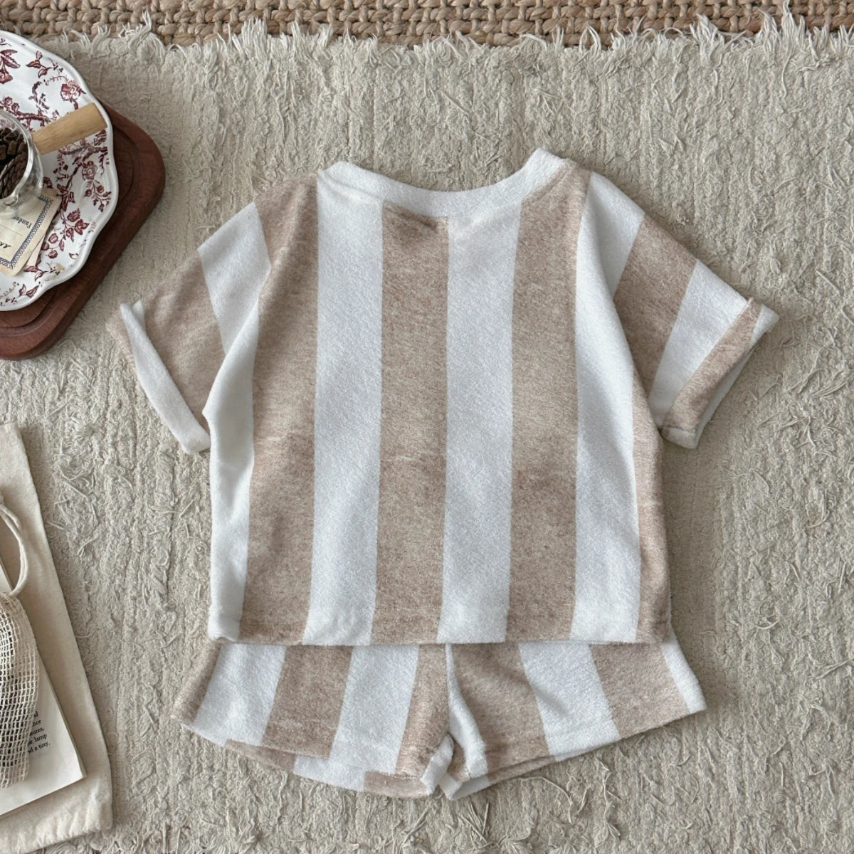 Kids Clothes Children's Striped Suit  Short-sleeved+shorts 2-piece T-shirt Summer Baby Clothes Children Clothing Boys Girls