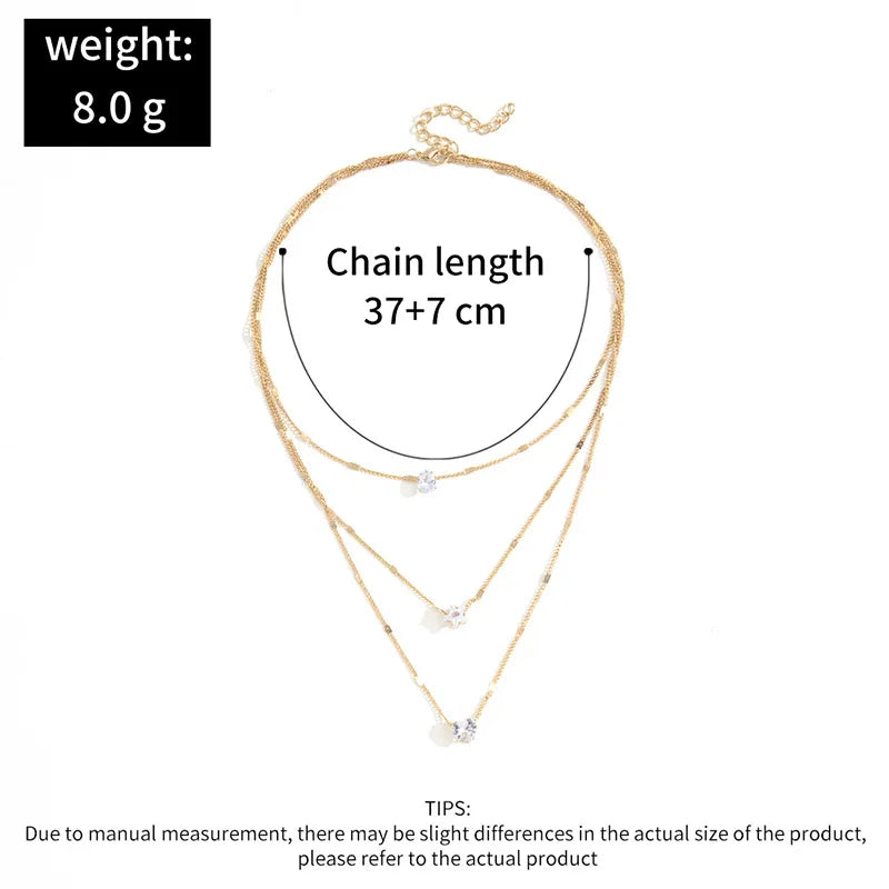 Zircon Multilayer Choker Necklace