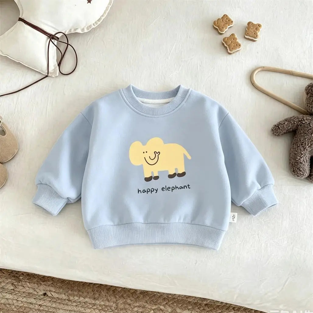 Kids Casual Sports Clothes Cute Printed Sweatshirt Outer Wear New Design Autumn Clothing Children's Crewneck Long-sleeved Tops