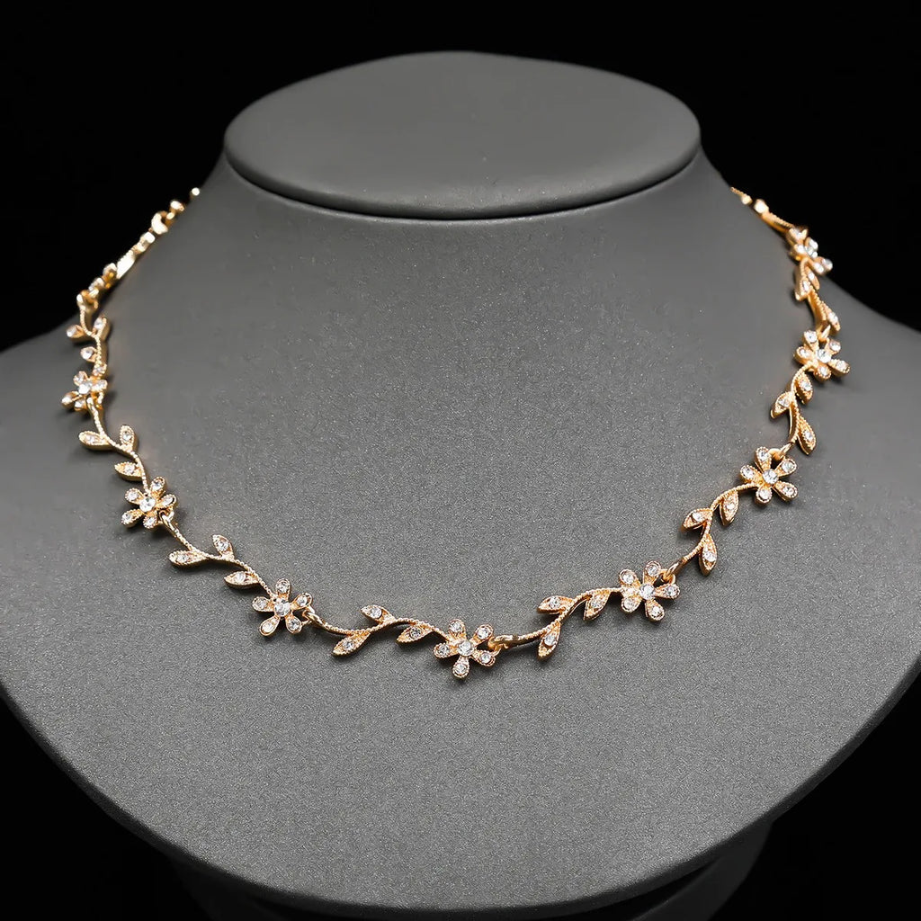 Diamond Leaf Bridal Jewellery Set — 4 Piece